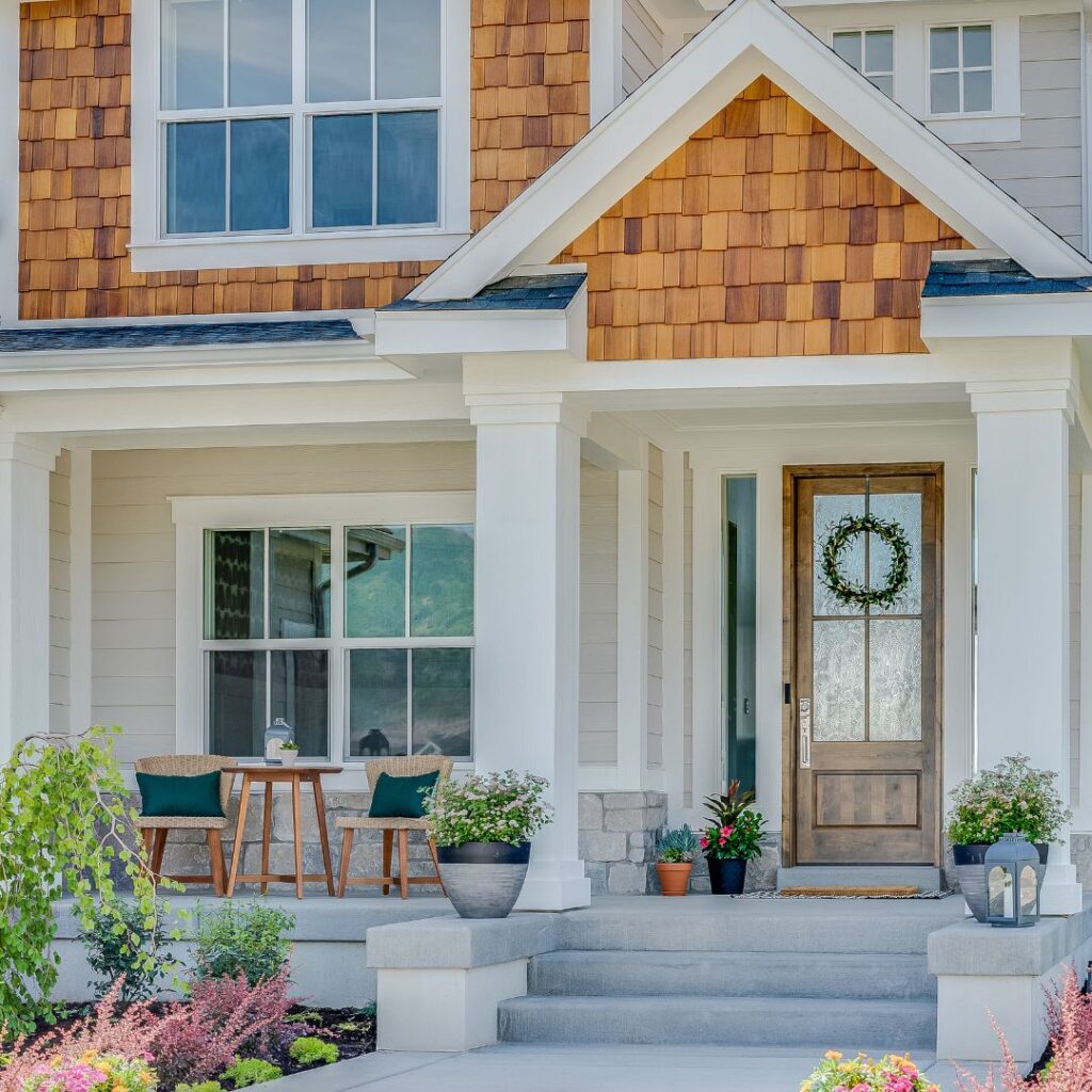 modern farmhouse front porch ideas with rustic charm and cozy accents